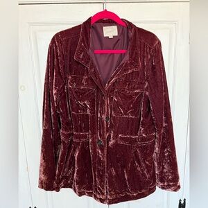LOFT Women's Velvet Blazer - Deep Burgundy